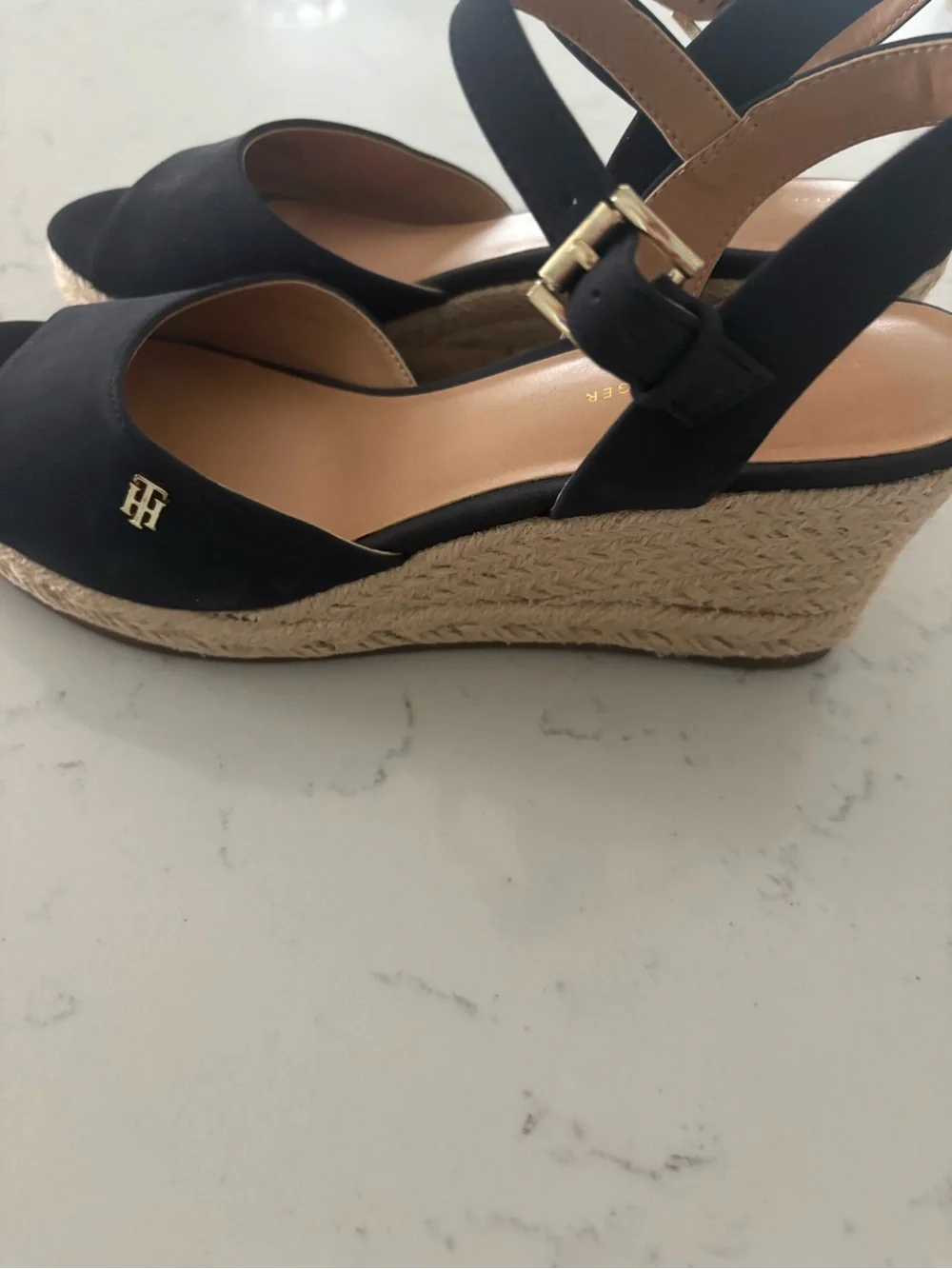Tommy Hilfiger Black Espadrille Wedge Sandals Size 7.  Worn once